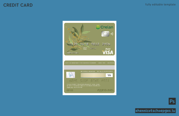 Beispielvorschau der belgischen Crelan Bank Visa-Karte